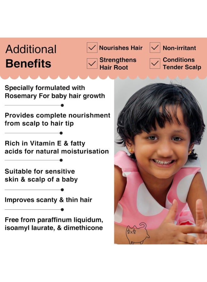 Soulflower Rosemary Baby Hair Oil for Hair Growth, 100% Pure & Natural Organic, Nourishment with Avocado, Coconut, Olive & Almond Oils, Dermatologist & Pediatrician Tested for Healthy Scalp, 225ml - Image 2